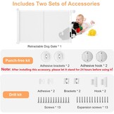 Extendable dog fence without drilling, no drill Expandable baby fence for stairs Expandable to a width of up to 150cm dog fence for doors, hallways, indoor and outdoor