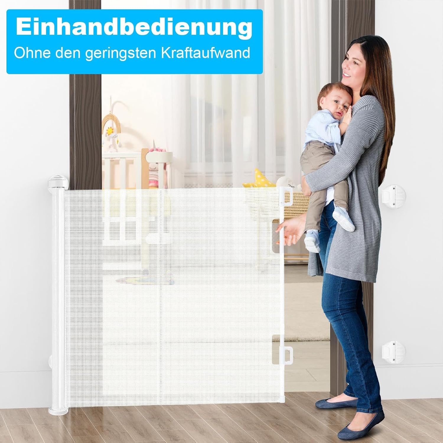 Extendable dog fence without drilling, no drill Expandable baby fence for stairs Expandable to a width of up to 150cm dog fence for doors, hallways, indoor and outdoor