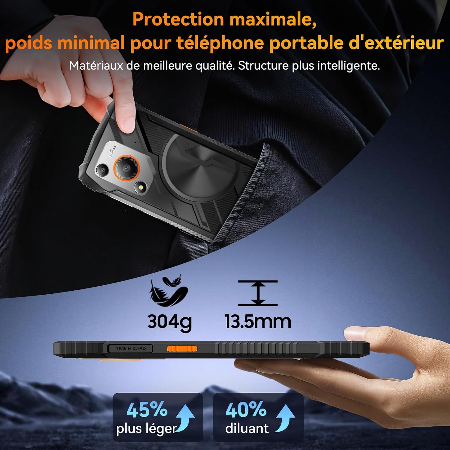 OSCAL Marine 1 mobiele telefoon, onbreekbaar, Android, 15,12 GB + 128 GB/2 TB, onbreekbare telefoon, smartphone 6,56 inch HD+ 90 Hz, 16 MP, IP69K/Dual SIM/NFC/GPS/2 jaar garantie