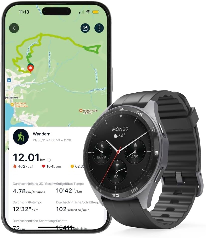 Hama Smartwatch 7010 - 1.43 inch AMOLED - Zwart - GPS - Waterdicht