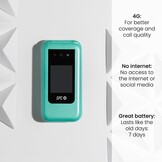 SPC Wild - Basic 4G-mobiel voor digitale ontkoppeling en eerste veilige verbinding voor tieners | Camera, dubbel scherm, SOS-knop en 7-daagse batterij | turkoois