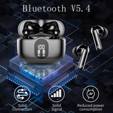 Draadloze hoofdtelefoon, Bluetooth 5.3 met HD-microfoon, hifi-stereo, led-display, ruisonderdrukking, 13 mm dynamische driver, IP7, waterdicht, 36H, zwarte hoofdtelefoon