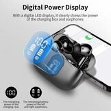 Draadloze hoofdtelefoon, Bluetooth 5.3 met HD-microfoon, hifi-stereo, led-display, ruisonderdrukking, 13 mm dynamische driver, IP7, waterdicht, 36H, zwarte hoofdtelefoon