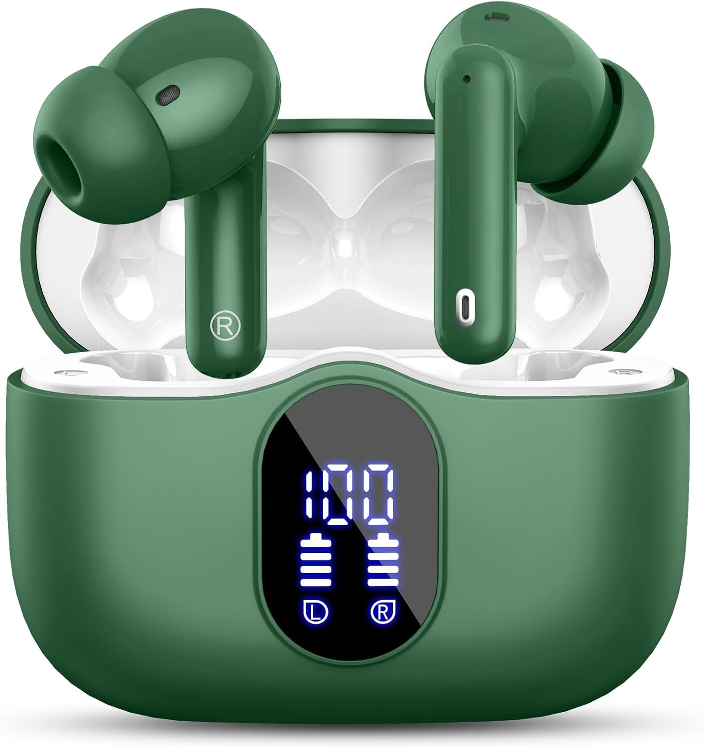 Draadloze hoofdtelefoon, Bluetooth 5.3 met HD-microfoon, hifi-stereo, led-display, ruisonderdrukking, 13 mm dynamische driver, IP7, waterdicht, 36H, zwarte hoofdtelefoon