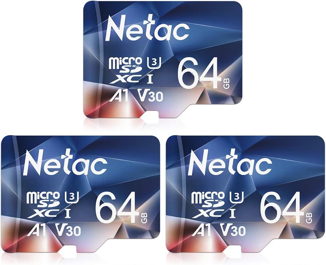 Netac Micro SD-kaart A1, U1, C10, V10, FHD, 600X, UHS-I snelheid tot 90/10 MB/sec(R/W) Micro SD-kaart voor telefoon, camcorder, switch, GoPro Tablet 32 GB 2 stuks - Maat 32GB×2
