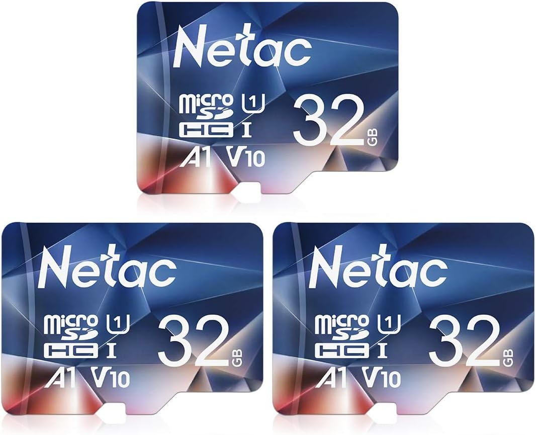 Netac Micro SD-kaart A1, U1, C10, V10, FHD, 600X, UHS-I snelheid tot 90/10 MB/sec(R/W) Micro SD-kaart voor telefoon, camcorder, switch, GoPro Tablet 32 GB 2 stuks - Maat 32GB×2
