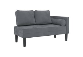 Fluwelen Chaise Longue Donkergrijs - 35% Korting