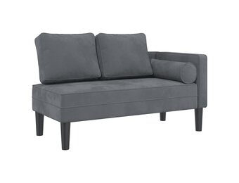 vidaXL Chaise longue met kussens fluweel donkergrijs