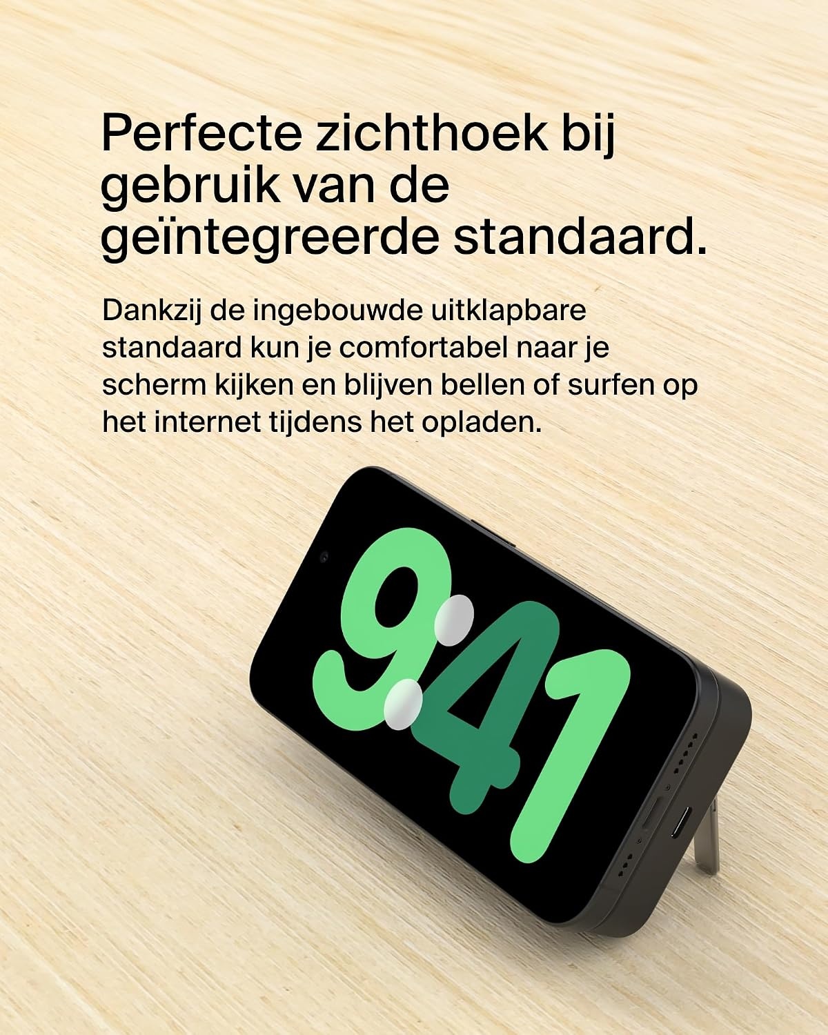 Belkin BoostCharge Pro draadloze 10000mAh-powerbank met Qi2, MagSafe-compatibele draagbare lader + uitklapbare standaard - iPhone 16, 16 Plus, 16 Pro, 16 Pro Max, iPhone 15, 14, 13, 12, meer - Zwart