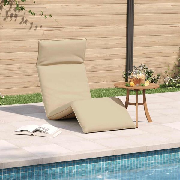 vidaXL Ligstoel inklapbaar 175x54x8,5 cm Oxford stof beige