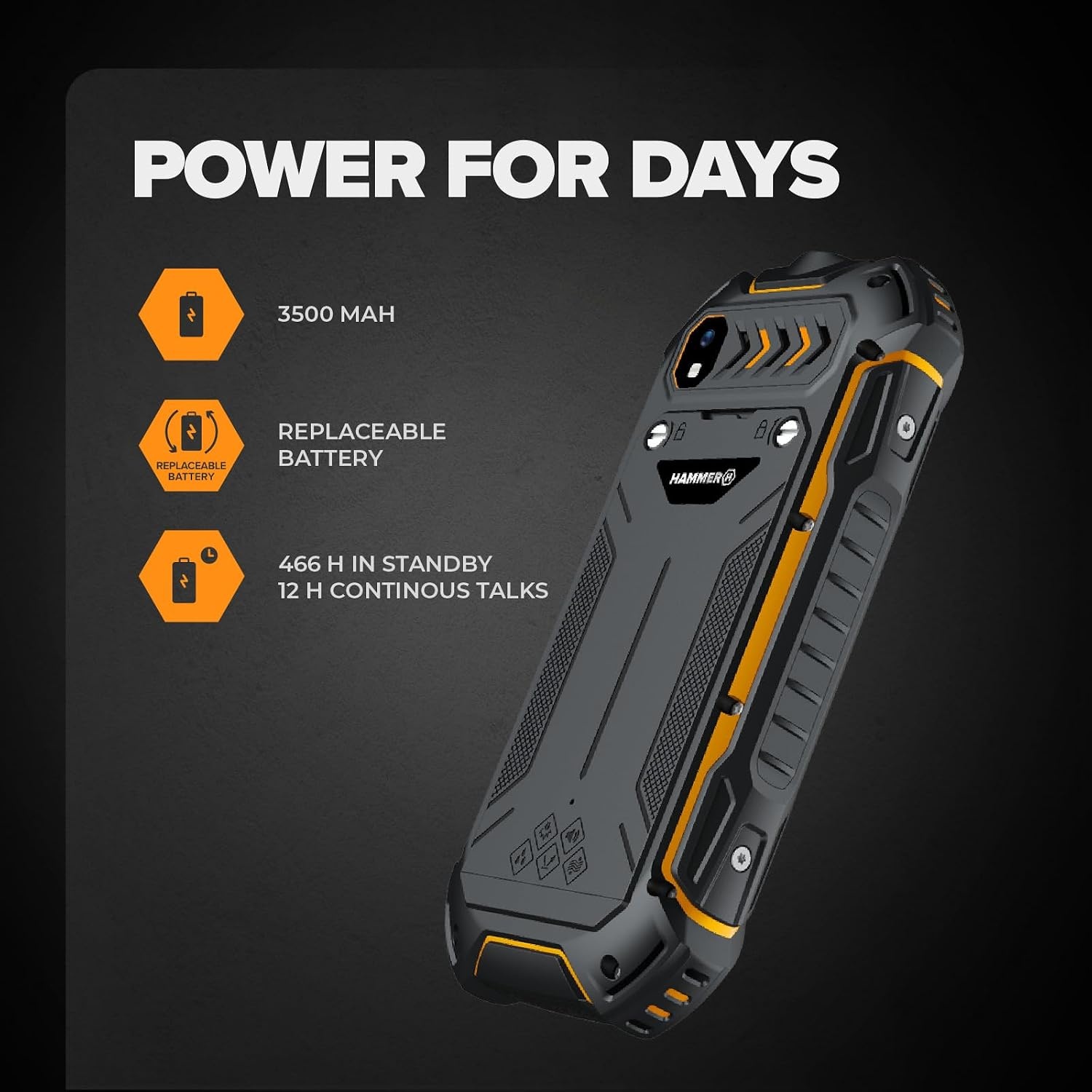 Hammer Boost 2 LTE Robuuste GSM 2.4 Inch Zwart-Oranje