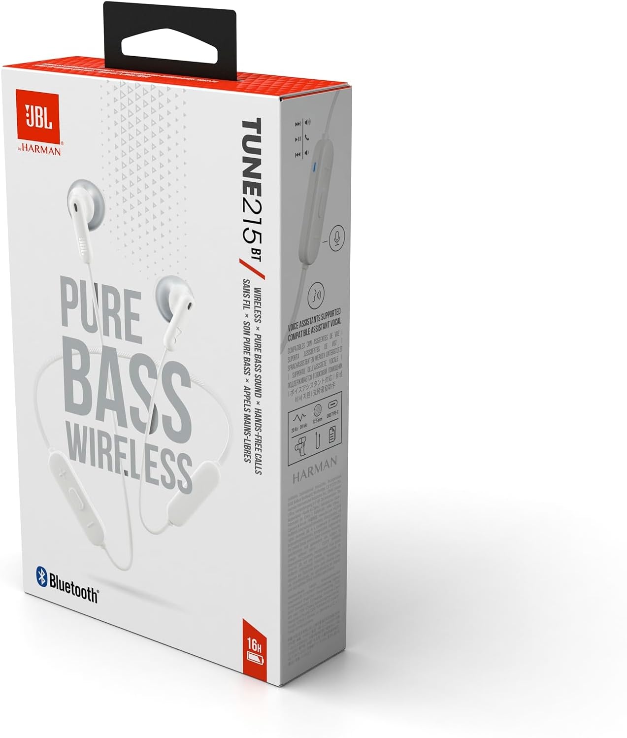 JBL TUNE 215 BT – Bluetooth In-Ear Kopfhörer in Weiß – Klangvoller Bass Sound ohne Kabel – Bis zu 16 Stunden Wiedergabezeit mit nur einer Akkuladung