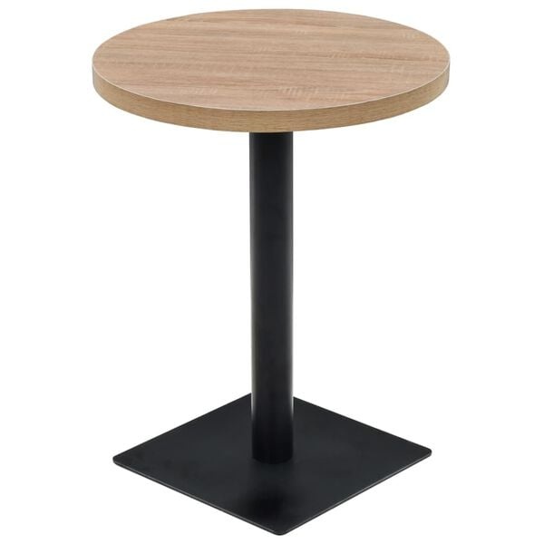 vidaXL Bistrotafel rond 60x75 cm MDF en staal eikenkleur
