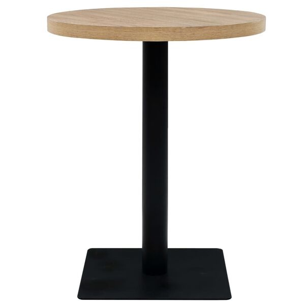 vidaXL Bistrotafel rond 60x75 cm MDF en staal eikenkleur