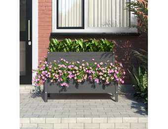 vidaXL Plantenbak 110x84x75 cm massief grenenhout grijs