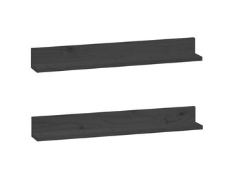 vidaXL Wandkasten 2 st 80x11x9 cm massief grenenhout grijs