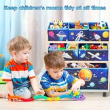 Children's Toy Organiser with Wheels and 6 Large Capacity Storage Containers for Storing Toys for Children's Room, Boys Room (Star)