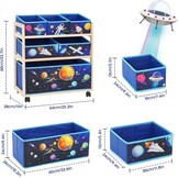 Children's Toy Organiser with Wheels and 6 Large Capacity Storage Containers for Storing Toys for Children's Room, Boys Room (Star)