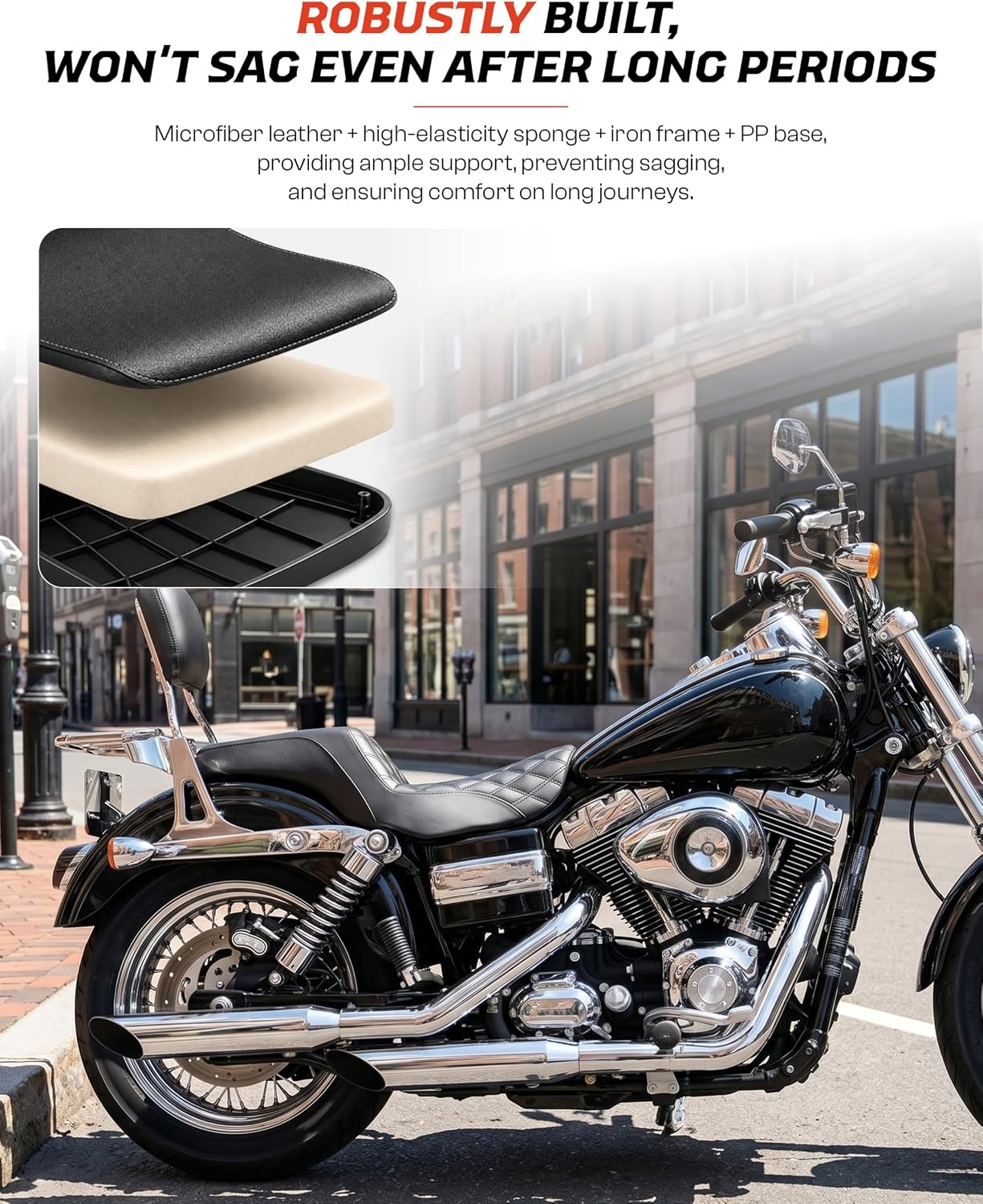 TCMT Driver Driver & Passenger Seat Fit For Dyna Super Glide Street Bob Wide Glide Fat Bob Low Rider Switchback 2006-2017