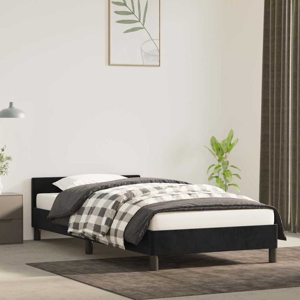 vidaXL Bedframe met hoofdeinde zonder matras 90x200 cm fluweel zwart