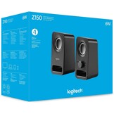 Logitech Z150 PC Speaker, Stereo Sound, 2 Speakers, 6 Watt Peak Power, 3.5 mm Input, Right Speaker Regulator, Headphone Jack, UK Plug, PC/TV/Mobile Phone/Tablet
