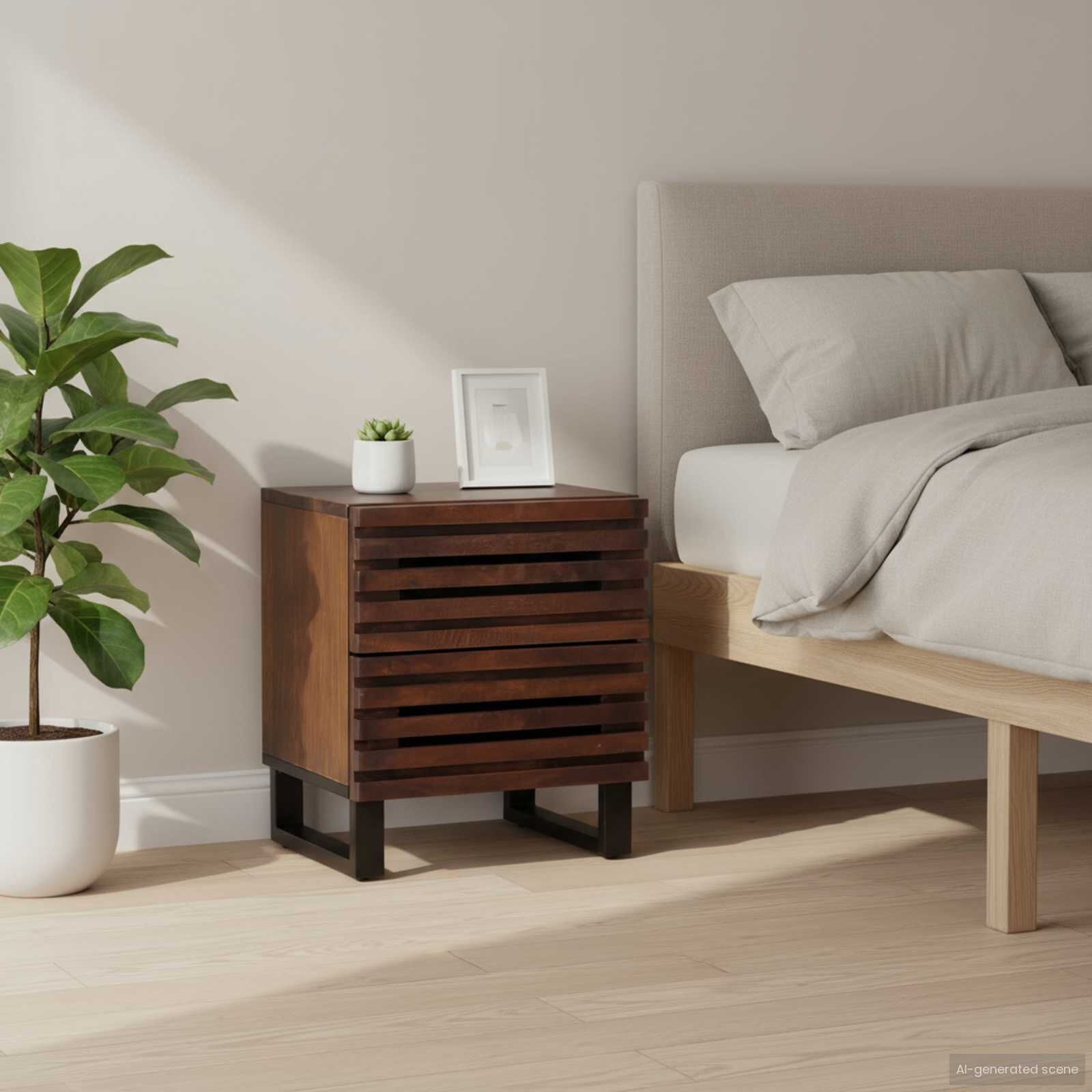 vidaXL Nachtkastjes 2 st 40x34x46 cm massief mangohout