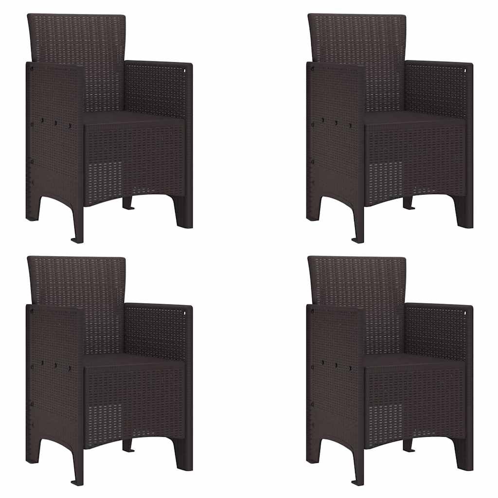 vidaXL Tuinstoel 4 pcs Bruin 53 x 49 x 85 cm PP
