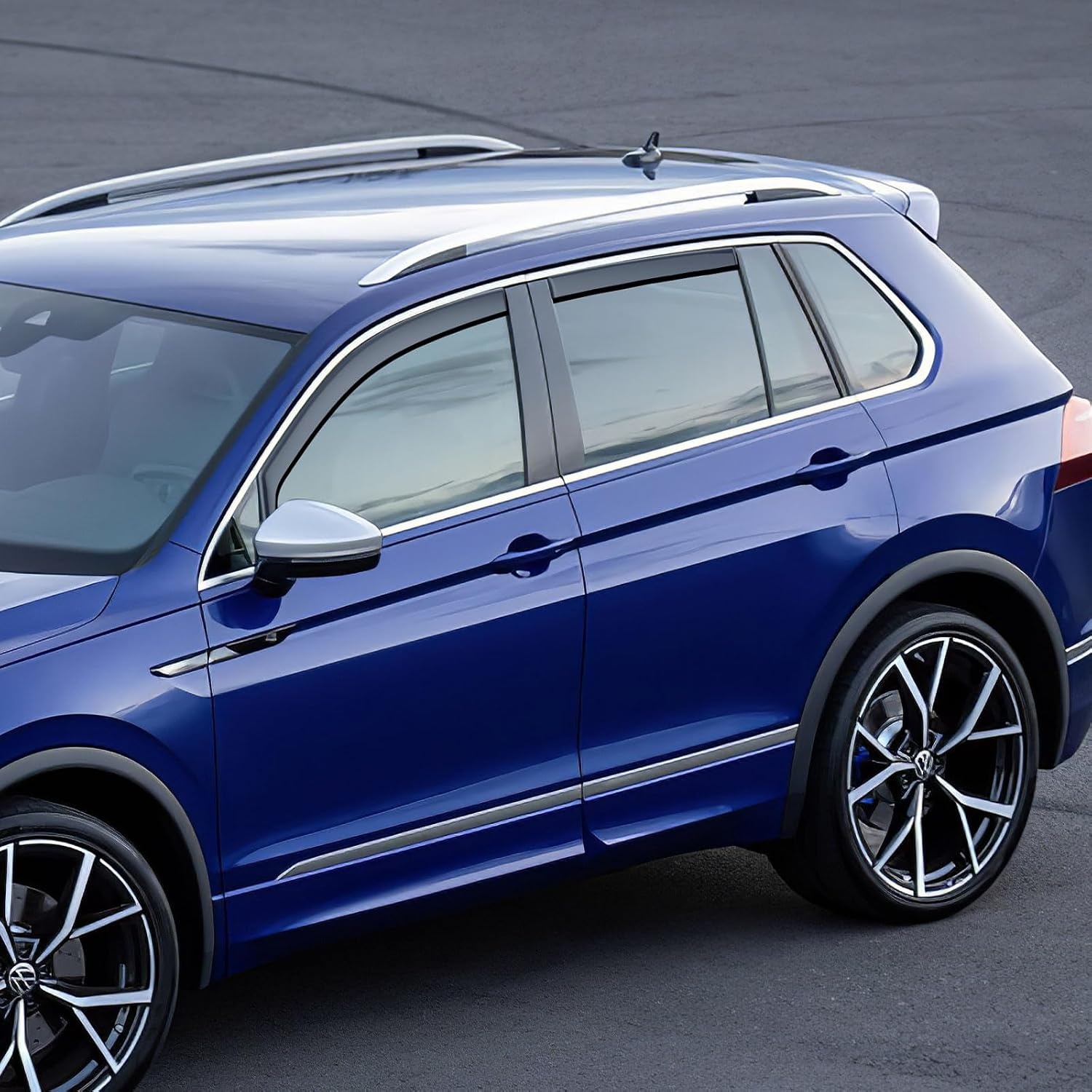 GEARMONSTER Winddeflectoren voor VW Tiguan 2016-2023 5-deurs regenbescherming geïntegreerde spoilers, 4 stuks, zwart