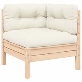 vidaXL 3-delige Loungeset met crèmekleurige kussens massief grenenhout