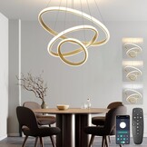 Nowoczesna Lampa Wisząca LED 45W Czarna 50CM Przyciemniana z Pilotem Regulowana Wysokość Lampa Sufitowa do Jadalni Salonu Kuchni Biura Kreatywna Wisząca Sypialni（Złota ）