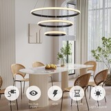 Nowoczesna Lampa Wisząca LED 45W Czarna 50CM Przyciemniana z Pilotem Regulowana Wysokość Lampa Sufitowa do Jadalni Salonu Kuchni Biura Kreatywna Wisząca Sypialni（Złota ）