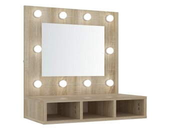 vidaXL Spiegelkast met LED-verlichting 60x31,5x62 cm sonoma eikenkleur