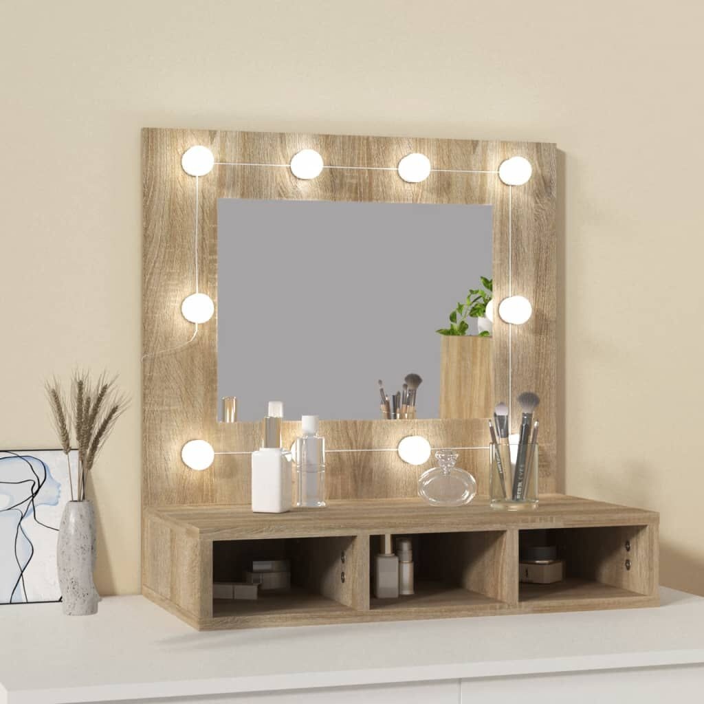 vidaXL Spiegelkast met LED-verlichting 60x31,5x62 cm sonoma eikenkleur