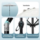 Sekey Aluminium Parasol 300 cm met UV50+ Bescherming