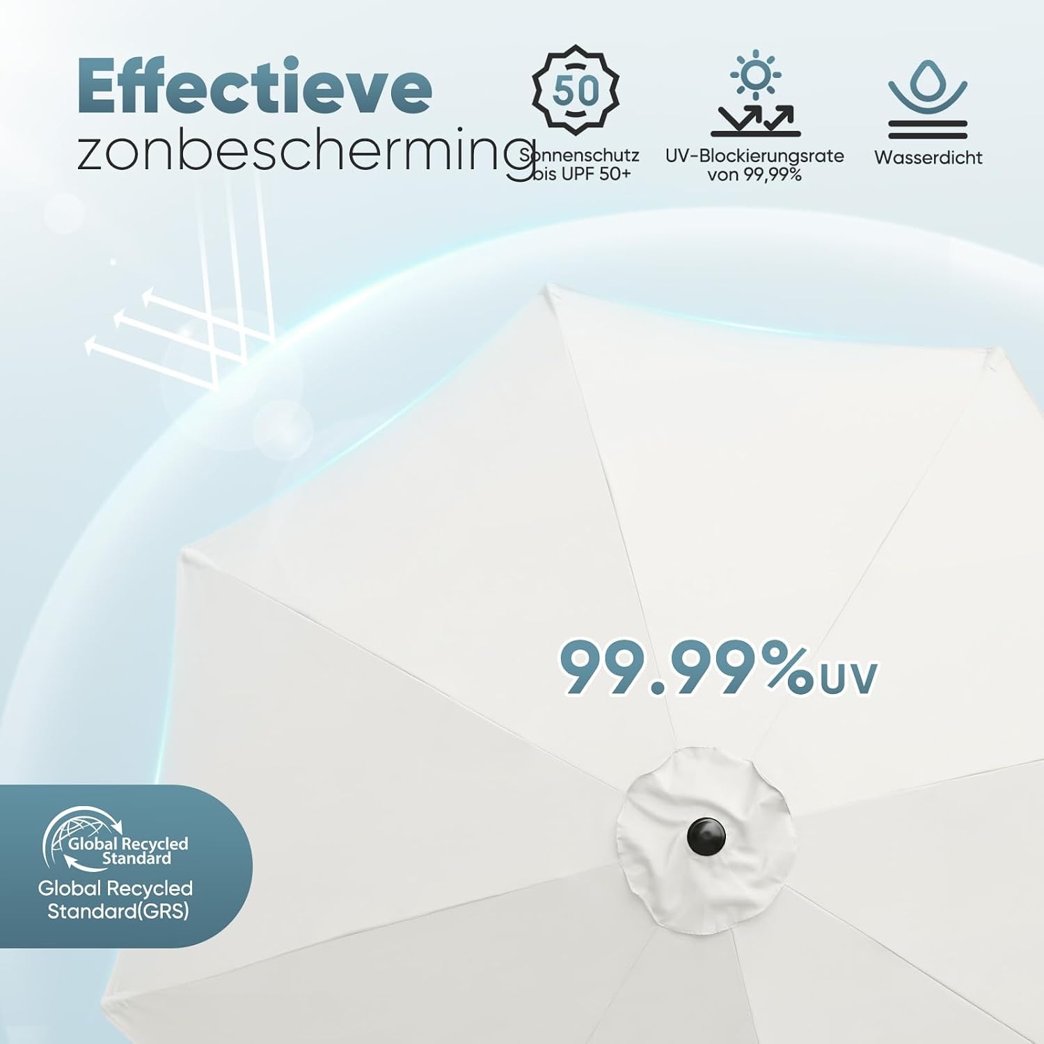 Sekey Aluminium Parasol 300 cm met UV50+ Bescherming