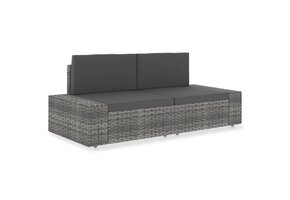 vidaXL Tweezitsbank Poly Rattan Grijs - 67% Korting