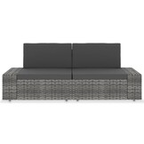 vidaXL Tweezitsbank sectioneel poly rattan grijs