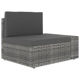vidaXL Tweezitsbank sectioneel poly rattan grijs