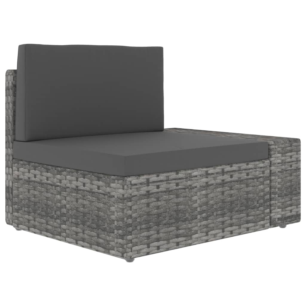 vidaXL Tweezitsbank sectioneel poly rattan grijs