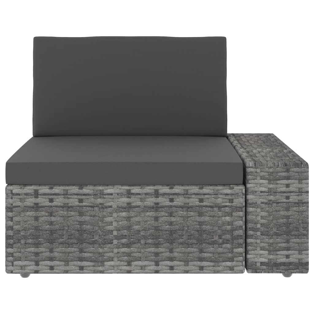 vidaXL Tweezitsbank sectioneel poly rattan grijs