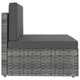 vidaXL Tweezitsbank sectioneel poly rattan grijs