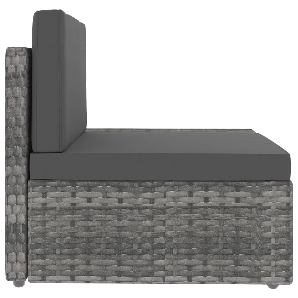 vidaXL Tweezitsbank sectioneel poly rattan grijs