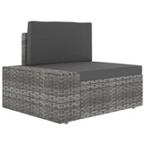 vidaXL Tweezitsbank sectioneel poly rattan grijs