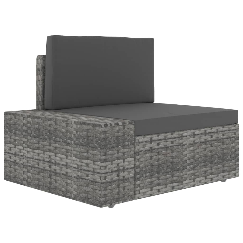 vidaXL Tweezitsbank sectioneel poly rattan grijs