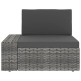 vidaXL Tweezitsbank sectioneel poly rattan grijs