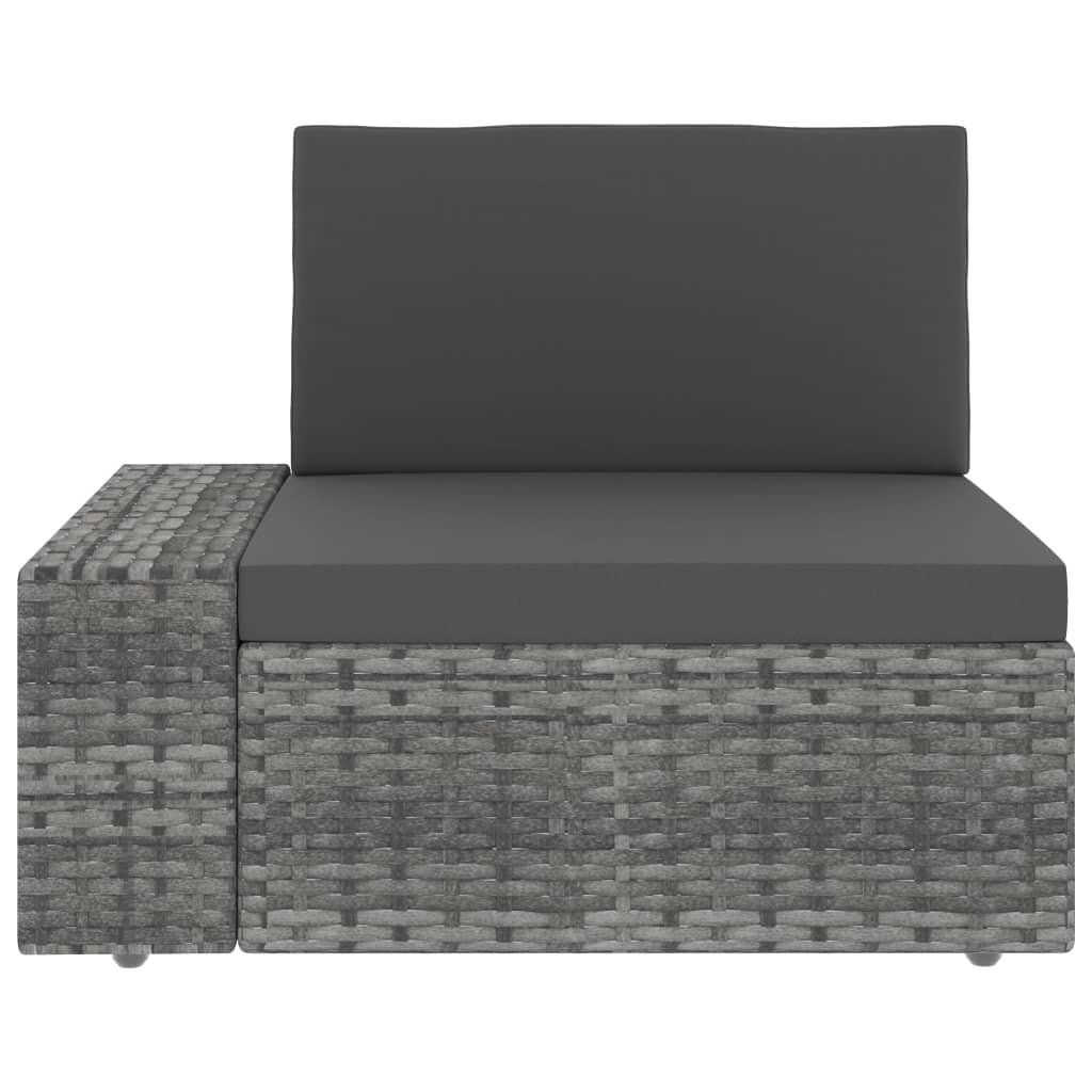 vidaXL Tweezitsbank sectioneel poly rattan grijs