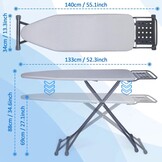 Ironing Board, Steam Ironing Board with Iron Rest, Metal Mesh Ironing Board with Non-Slip Feet for Adjustable Height, Folding Ironing Board No, Robust Ironing Board Size 133 x 34 cm