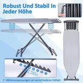 Ironing Board, Steam Ironing Board with Iron Rest, Metal Mesh Ironing Board with Non-Slip Feet for Adjustable Height, Folding Ironing Board No, Robust Ironing Board Size 133 x 34 cm