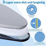 Ironing Board, Steam Ironing Board with Iron Rest, Metal Mesh Ironing Board with Non-Slip Feet for Adjustable Height, Folding Ironing Board No, Robust Ironing Board Size 133 x 34 cm