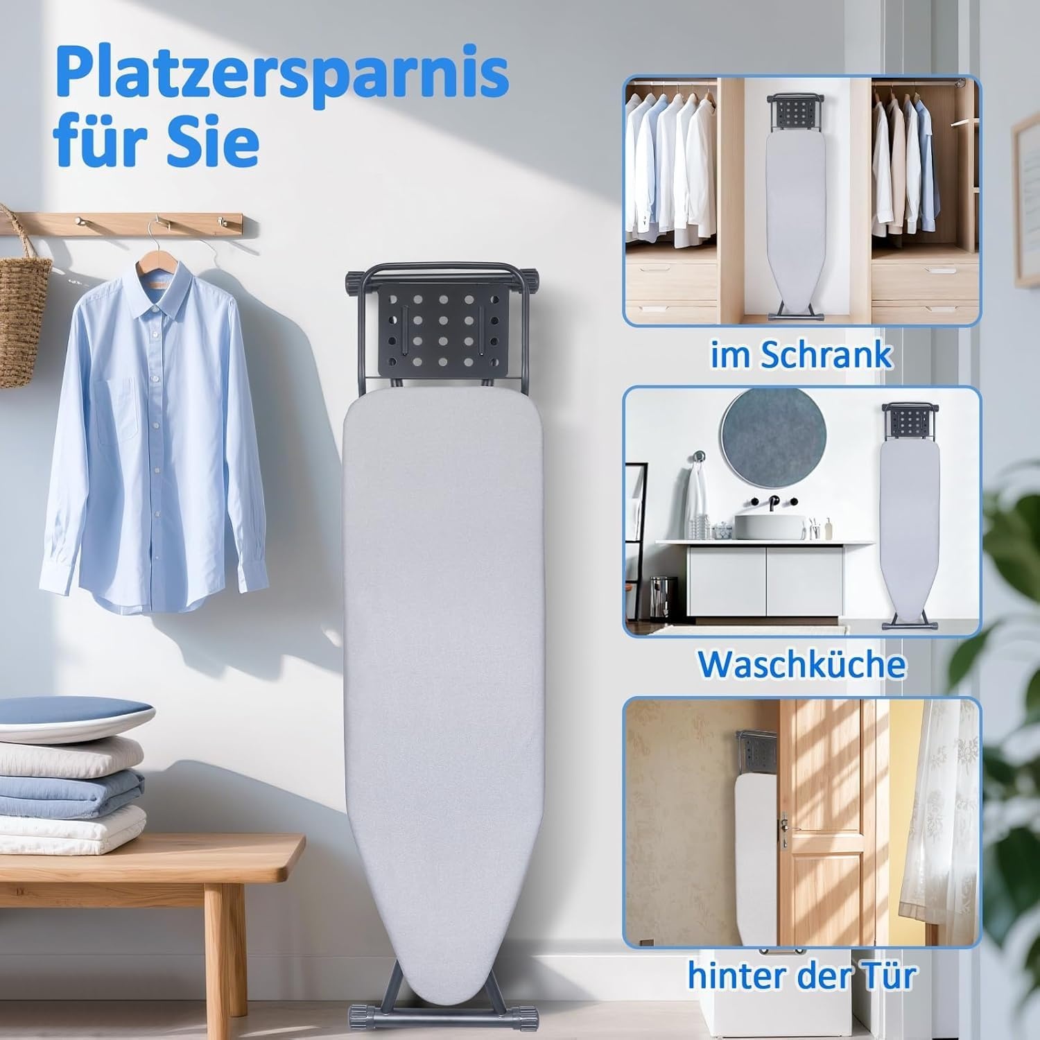 Ironing Board, Steam Ironing Board with Iron Rest, Metal Mesh Ironing Board with Non-Slip Feet for Adjustable Height, Folding Ironing Board No, Robust Ironing Board Size 133 x 34 cm